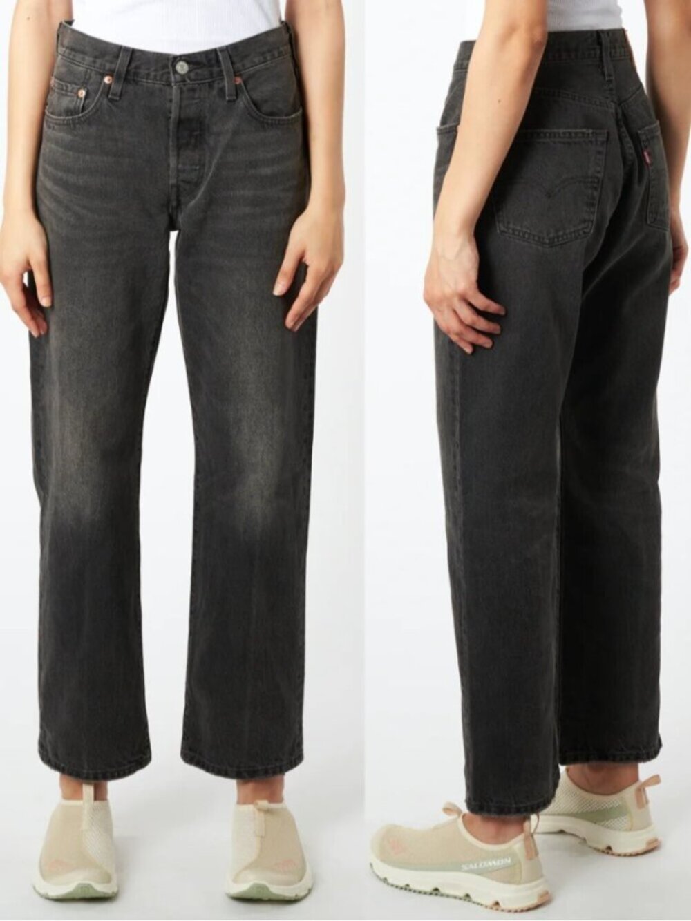 Levi's Black Wash Rigid Denim High Rise 501 90's Jeans
